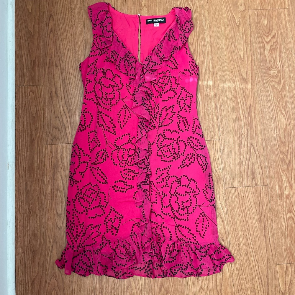 Karl Lagerfeld hot pink rose sleeveless dress